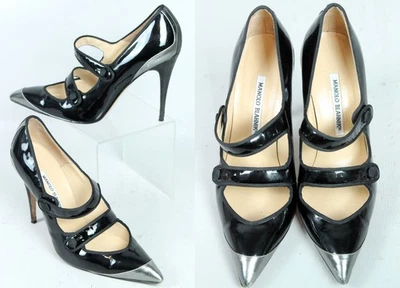 MANOLO BLAHNIK Hand Made in ITALY Patent Leather Mary Jane Pumps Heels Shoes 39 - Image 1 of 4