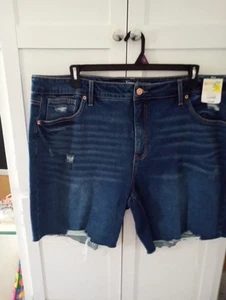 NWT Women's Blue Denim Terra & Sky 5 Pkt CutOff Shorts Size 22W - Picture 1 of 6