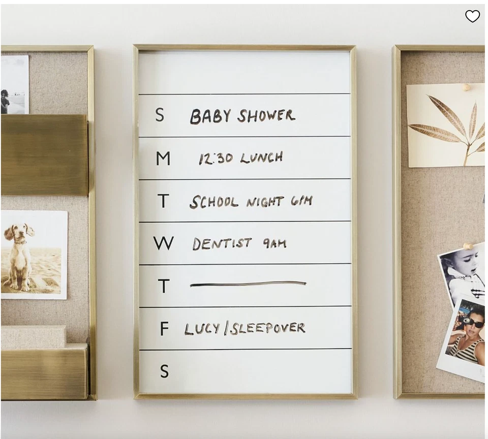 Pottery Barn Foley Whiteboard Magnetic Calendar in Brass NEW in Box - Image 1 of 4