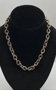 Sterling Silver Heart Charm Oval Loop Chain 17 1/2" Toggle Necklace 83.0g - Picture 1 of 5