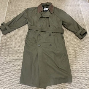London Fog Men 42R Double Breasted Trench Coat Leather Collar Lined Old Money - Picture 1 of 18