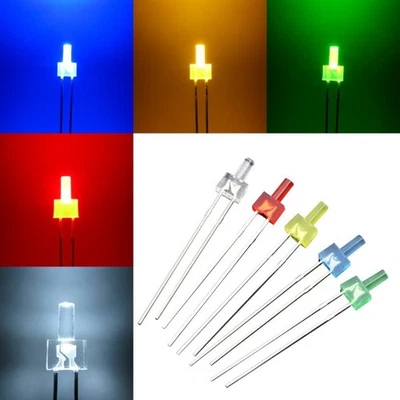 Set LED 2mm Tower WEIß BLAU ROT GELB GRÜN 5 Farben Sortiment LEDs 50 Stück S477 - Bild 1 von 4