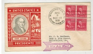1938 PRESIDENTIAL SERIES JOHN ADAMS 806-19 STAEHLE AIRMAIL BENJAMIN FRANKLIN STA - Picture 1 of 1