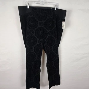 One 5 One Leggings Women's 2X Black Velour Pattern High Waist Elastic Waist - Picture 1 of 14