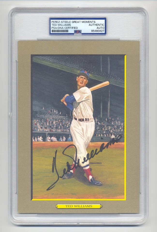 SUPERB  TED WILLIAMS  PSA/DNA SIGNED  PEREZ STEELE GREAT MOMENTS CARD - Image 1 of 1