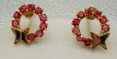 Saphir - Ohrhänger, Ohrringe, Ohrstecker,  Sterlingsilber 925  vergoldet - Bild 1 von 4