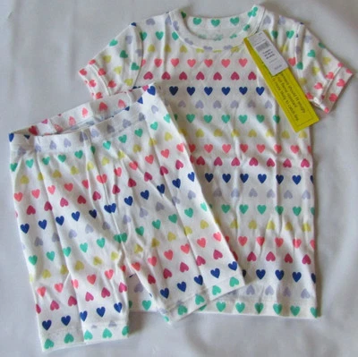Pijama manga corta GAP de algodón cultivado orgánicamente corazones blancos - talla 5T Foto 1 de 4