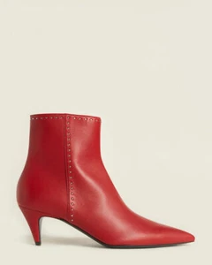 NEW IN BOX $1400 SAINT LAURENT CHARLOTTE BOOTS STUDDED RED LEATHER 35 - Picture 1 of 5