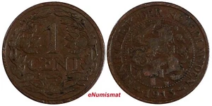 Netherlands Wilhelmina I Bronze 1913 1 Cent 1st Year Type KM# 152 (20 464) - Picture 1 of 3