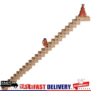 24 Days Xmas Countdown Calendar Wooden Santa Claus Climbing Stairs Calendar - Picture 1 of 12