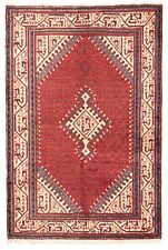 Traditional Hand-Knotted Bordered Carpet 3'5" x 5'1" Wool Area Rug