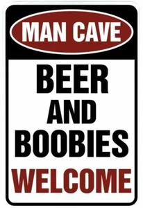Man Cave Beer and Boobies Welcome sign Metal funny man cave decor N935 - Picture 1 of 1