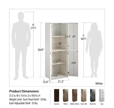 Mainstays 4 Door Storage Cabinet Dark Chocolate - Image 1 of 4