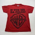 If You See Da Police WARN A BROTHER T Shirt Adult Medium Red Short Sleeve