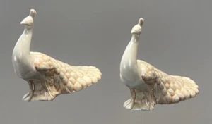 Vintage MCM Ceramic Pair of 15” White Pearl Peacocks Holland Mold Pearlescent  - Picture 1 of 5