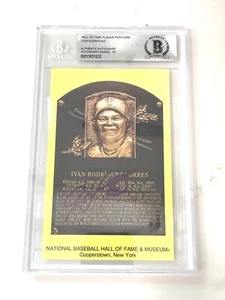 Ivan Rodriguez Signed HOF Plaque Texas Rangers Beckett Slabbed BAS #4 - Picture 1 of 1