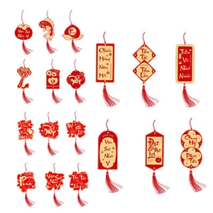 Vietnamese New Year Ornaments 2 Set Of 12 Lucky Bonsai Pendants 2025 - Foto 1 di 15