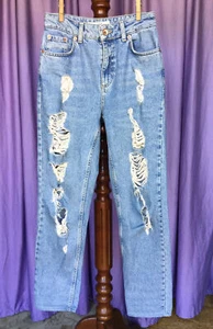TOPSHOP Moto "Mom" Distressed Blue Jeans Größe 25 Schrittlänge 27 - Bild 1 von 7