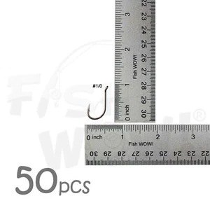 50 Stück Fische WOW!® Größe 1/0 Angeln J Form Oktopus Haken Hi-Carbon Black Nickel  - Bild 1 von 3