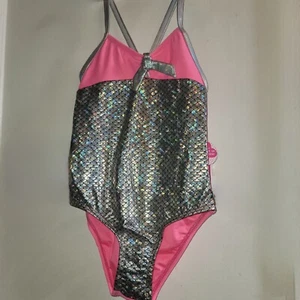 NEW - Limited Too Pink Silver Sparkle Swimsuit - Size 6X - Picture 1 of 5
