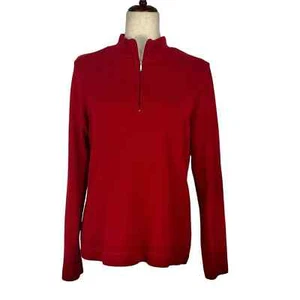 GEOFFREY BEENE QUARTER ZIP MOCK NECK KNITTED SPORT PULLOVER SWEATER RED XL EUC - Picture 1 of 10