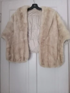 Stola visone vintage panna con pelliccia tono abbronzato 100% visone ottima pelliccia morbida cappotto - Foto 1 di 4