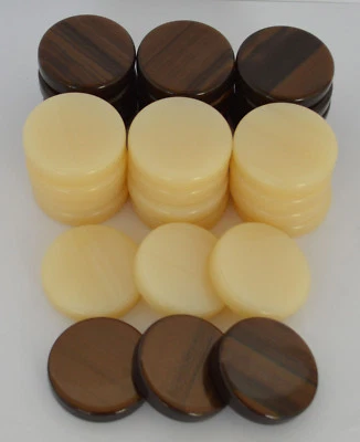 30 Acrylic Backgammon Checkers - Chips Brown & Ivory 1.4 inches - High Quality - Image 1 of 2