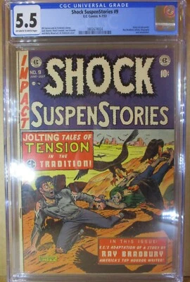 Shock SuspenStories 9 CGC 5.5 MAN DRAGS CORPSE `53 EC Crime Wood Feldstein Kamen - Image 1 of 4