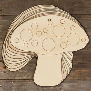 10x Wooden Toadstool Craft Shapes 3mm Plywood with Detail Mushroom Fungi - Picture 1 of 4