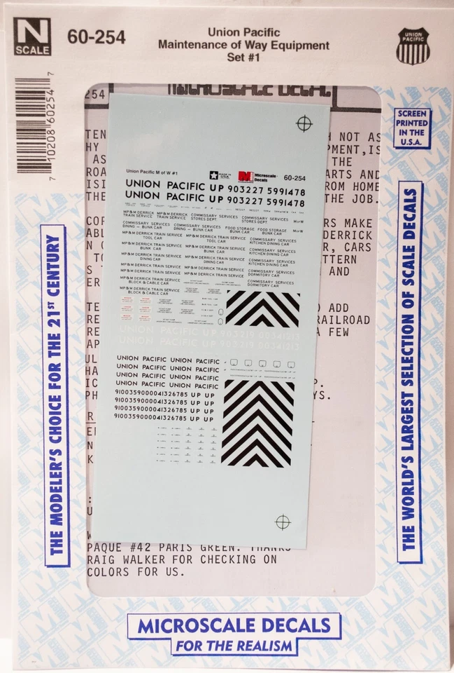 Calcomanía a microescala escala N #60-254 arriba -- Juego de equipo MOW #1 Foto 1 de 1