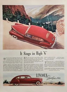 Anuncio impreso Lincoln Zephyr V12 de colección 1941 efímero arte de pared decoración canta en alta G - Imagen 1 de 1