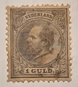 1891/93 Netherlands 1 Guld stamp-Queen Wilhelmina, Used/Hinged - Picture 1 of 2