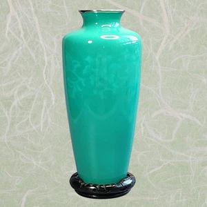 Vintage Japanese Showa Ando Jubei Cloisonne Enamel Silver Green Glaze Vase - Picture 1 of 14