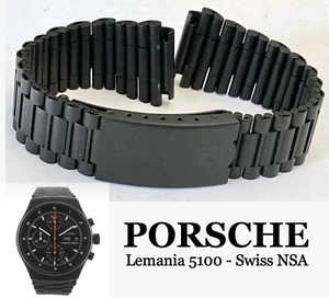 PORSCHE Lemania 5100 PVD CHRONOGRAPH BRACELET 20mm Black Genuine NSA - Picture 1 of 12