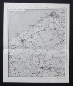 Antique Map: Battles of Ypres & the Yser (1914) 2, Times History of WWI, 1921 - Picture 1 of 4