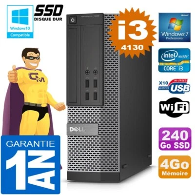 PC DELL 7020 SFF Core I3-4130 RAM 4GB Disco 240GB SSD Grabadora DVD Wifi W7 - Imagen 1 de 4