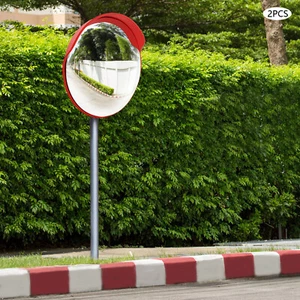 2pcs 24in Convex Traffic Mirror Wide Angle Blind Spot Corner Road Parking Safety - Picture 1 of 21