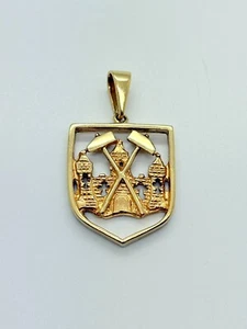 9ct Yellow Solid Gold West Ham Hammers Pendant - Picture 1 of 8