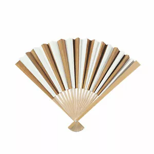 Gold Stripe Folding Hand Fans - Party Supplies - 12 Pieces - Picture 1 of 1
