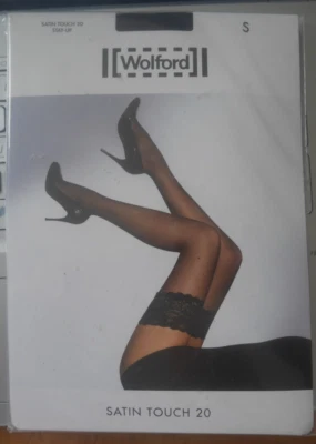 Cool, New & OVP: Wolford Satin Touch 20 Stay Up! Size S! Nearly Black! Sexy! - Image 1 of 3