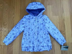 NEW W/ Tag London Fog Girl’s Purple Floral Zip-Up Hooded Peplum Light Jacket: 6X - Picture 1 of 7