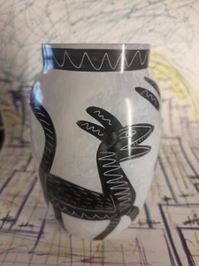 Kosta Boda Ulrica Hydman Vallien Hand Painted Black & White Vase. 21.5 cm High. - Picture 1 of 11