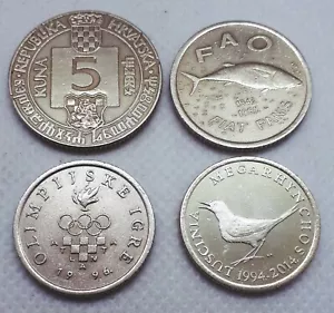 Commemorative coins in Croatia, 5 Kuna 2 Kune 1 Kuna - 4 Pcs ! - Foto 1 di 2