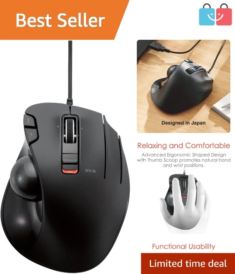 EX-G Smooth Tracking Optical Trackball Mouse - Ergonomic Design & Custom DPI - Image 1 of 4