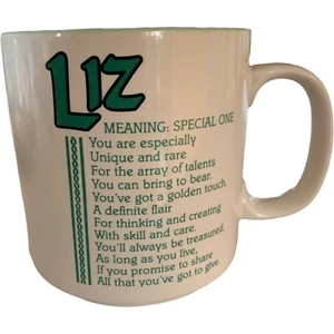 Papel Name Mug Cup LIZ Meaning Special One Poetry Coffee Tea 12oz Green - Picture 1 of 3