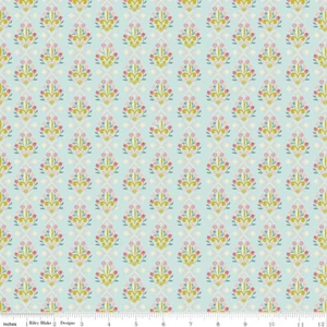 Riley Blake Beauty and the Beast Fleur de Blue Fabric Fat Quarter 100% Cotton   - Picture 1 of 1