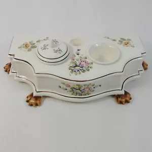 Sadek Japan Andrea Ceramic 7458 Inkwell Flowers Floral Pen Holder Desk Fancy - Picture 1 of 8