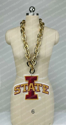 Nuevo Collar NCAA IOWA STATE CYCLONES Cadena Abanico Grande DORADO con LOGOTIPO de Espuma Foto 1 de 3