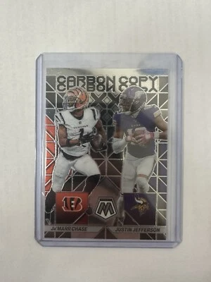 2023 Panini Mosaic - Carbon Copy #CC-13 Justin Jefferson, Ja'Marr Chase - Image 1 of 2
