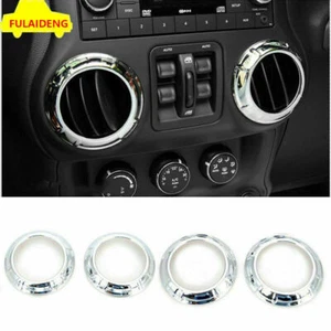 4P For Jeep Wrangler JK 2007-2017 Chrome Inner Console AC Outlet Vent Ring Trim - Picture 1 of 4